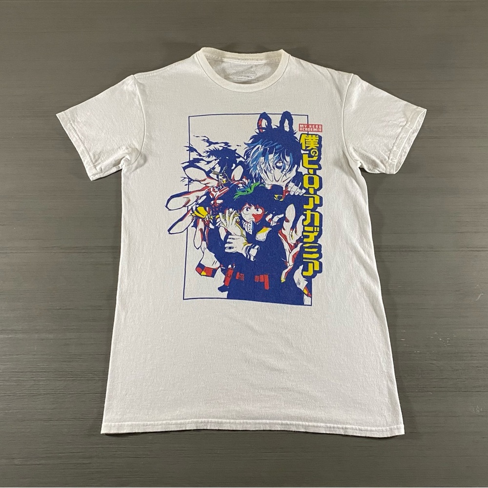 My Hero Academia Shirt Adult Small White Blue Bioworld Collage Anime Tee Mens
